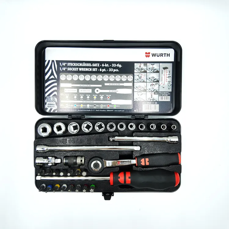 德国伍尔特Wurth 1/4"棘轮扳手套筒批头综合组套-33件 09651132