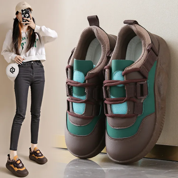 网红增高女鞋百搭防滑运动休闲透气板鞋女时尚厚底老爹鞋女ins