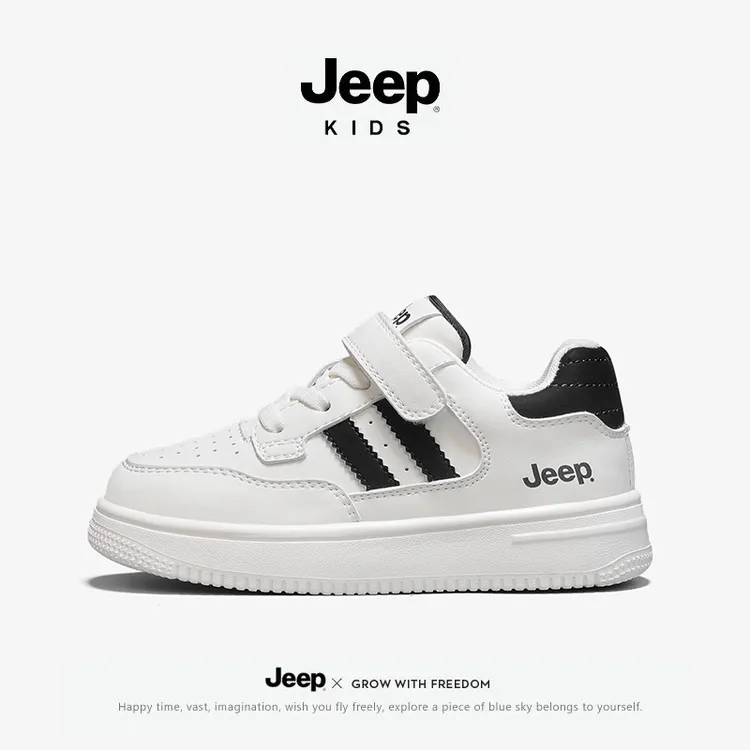 jeep男童小白鞋秋季防滑软底休闲板鞋女童2025新款儿童鞋轻便童鞋