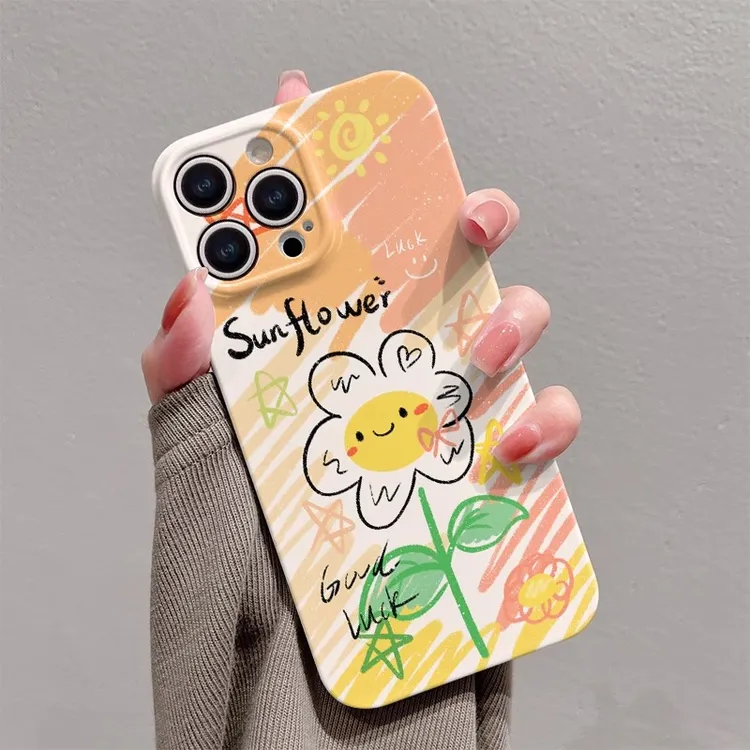 菲林软壳防摔油画向日葵适用苹果16华为reno13小米15vivox200 1加