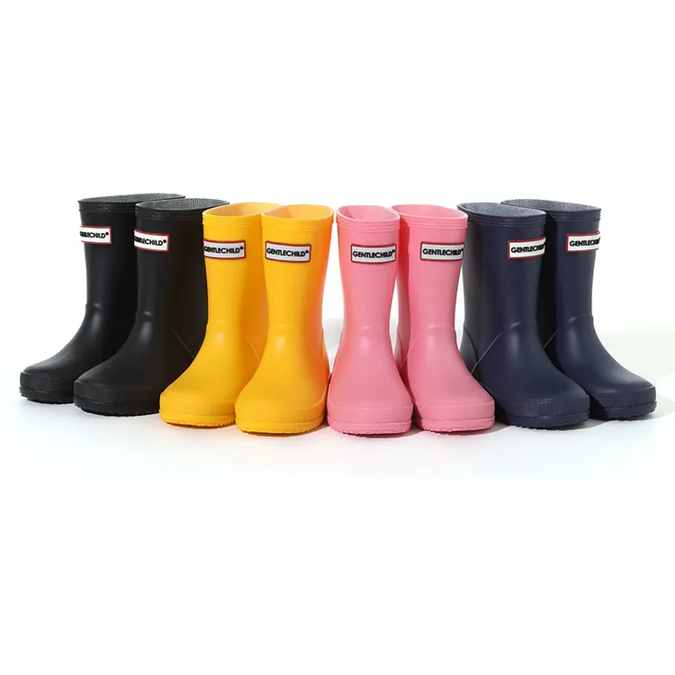 2025儿童防滑简约品质雨鞋外贸男童2-8岁幼儿加儿童高筒橡胶雨靴