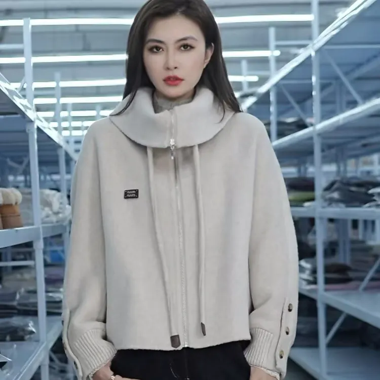 短款秋冬毛呢外套复古气质青春风海军领女翻领夹克DY006#