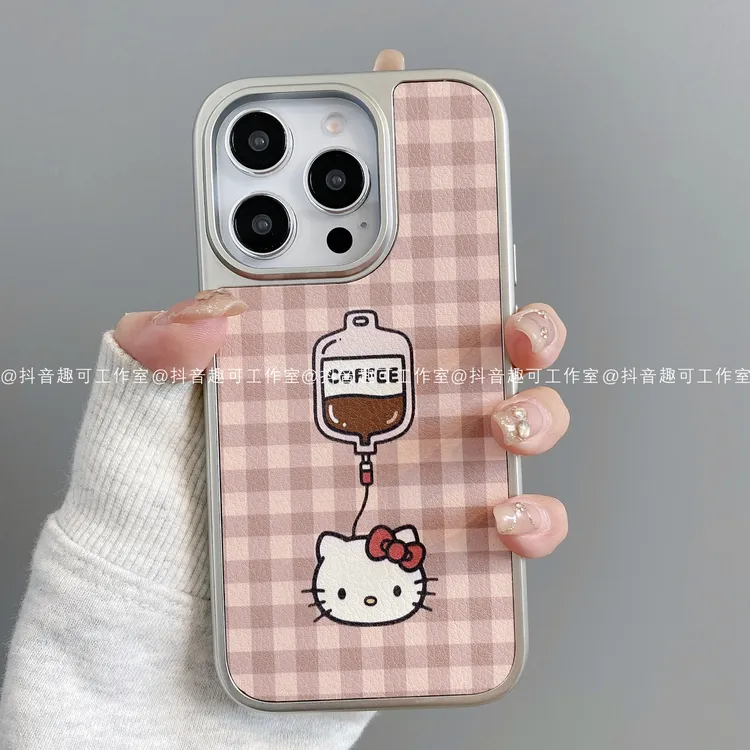 大孔皮革适用iphone17promax苹果16手机壳15/14/13/12华为咖啡KT