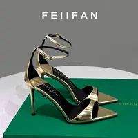【现货】凉鞋女2025春夏新款细跟一字带高级感气质小众高跟鞋3833
