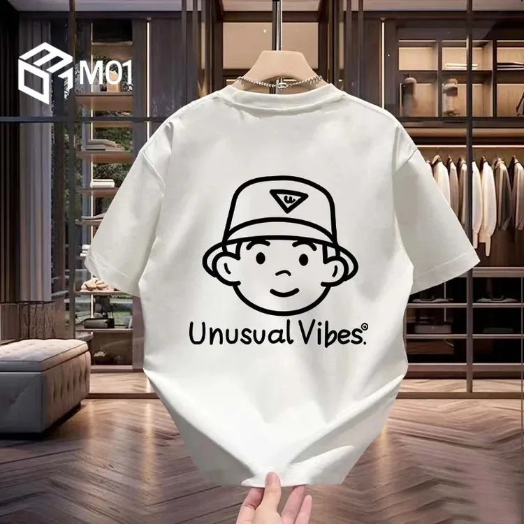 M01美式高街重磅夏季纯棉短袖t恤简约休闲男士大码宽松圆领上衣服