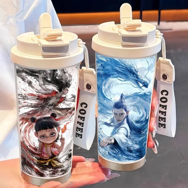 敖丙哪吒水杯316不锈钢保温杯高颜值吸管奶茶杯子大容量双饮水杯