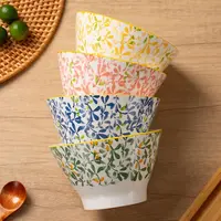四季繁花釉下彩四碗斗笠5英寸家用陶瓷高颜值米饭碗高颜值年轻人