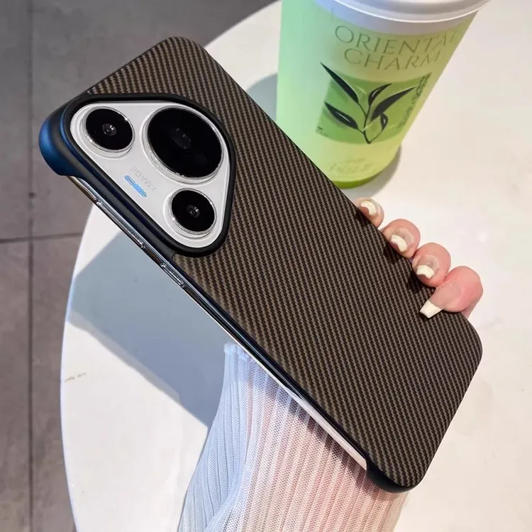 适用华为pura80手机壳p80pro高端商务80ultra半包碳纤纹理p70防摔