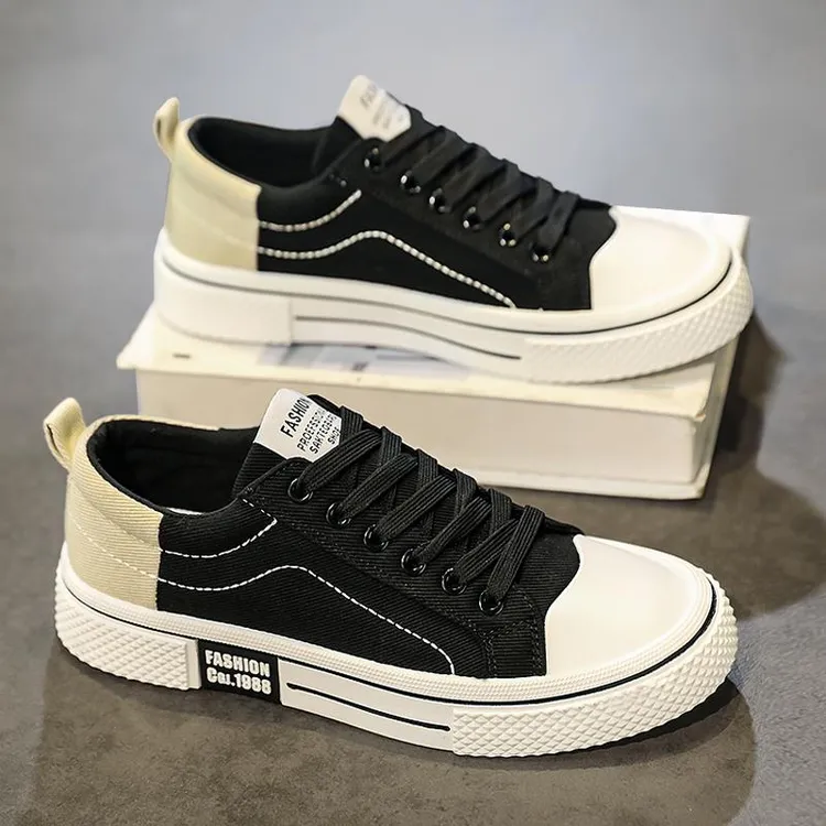 俞兆林帆布鞋男款秋季透气滑板鞋男休闲运动潮鞋黑色上班工作男鞋