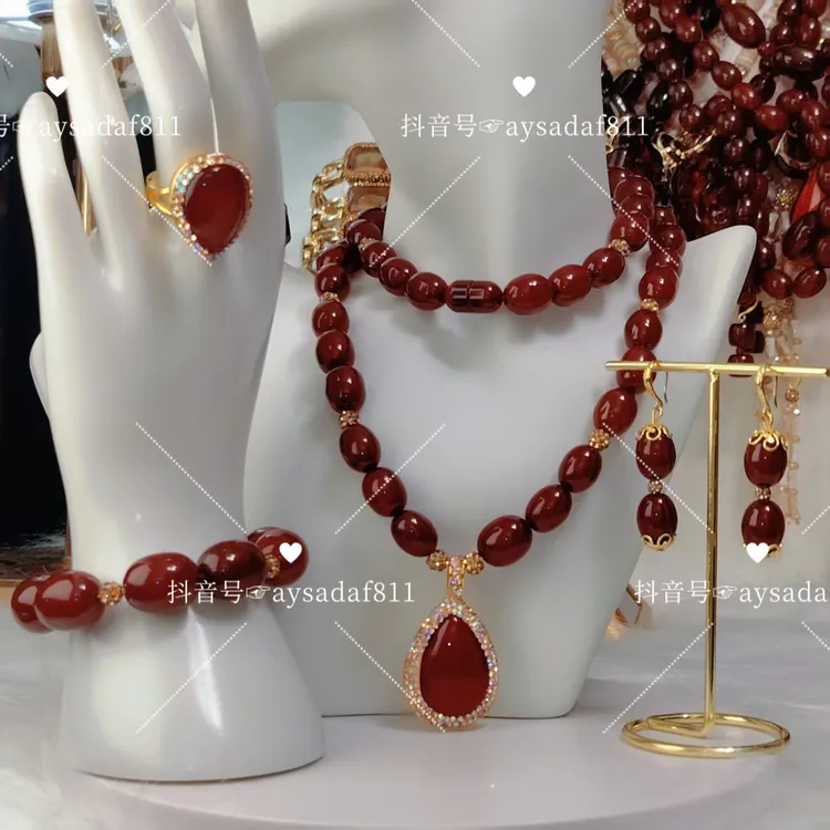 非金属仿珍珠吊坠 aysadaf小众经典中古红色二代كەھرىۋا时尚饰品