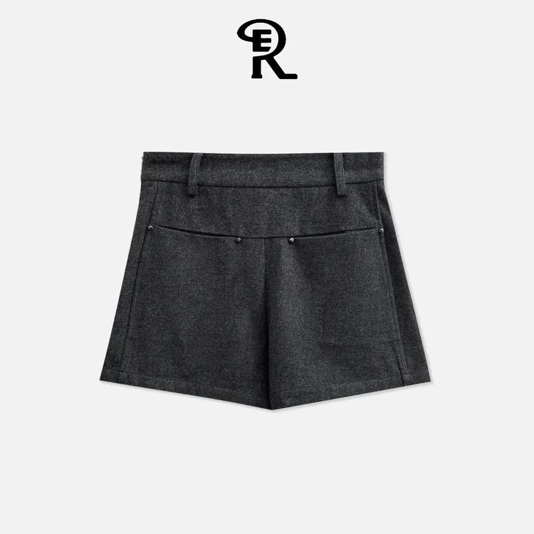 设计师原创新款复古知识分子风显高显瘦中腰短裤RE453021