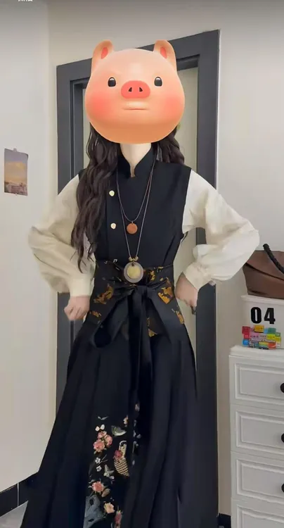 【B Y】新中式国风改良无袖马面连衣裙春季新款叠穿百搭衬衣两件套