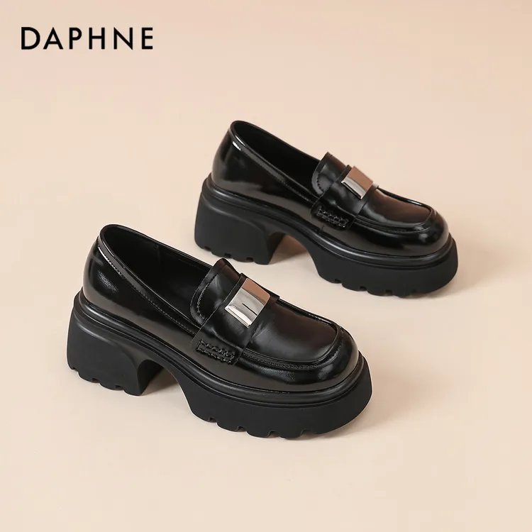 达芙妮小皮鞋女春季2026新款厚底增高乐福鞋休闲百搭通勤女鞋单鞋