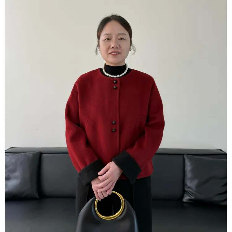 中年妈妈秋冬装毛呢外套2025新款洋气中老年女装春秋针织上衣夹克