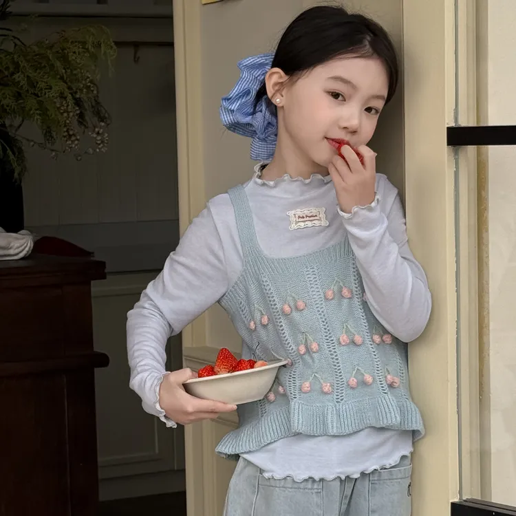 女童春装外套2025新款洋气春秋款儿童春季毛衣背心大童针织衫上衣