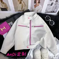 〖ANDI〗订制春季新款女童韩系简约拉链皮衣外套3503