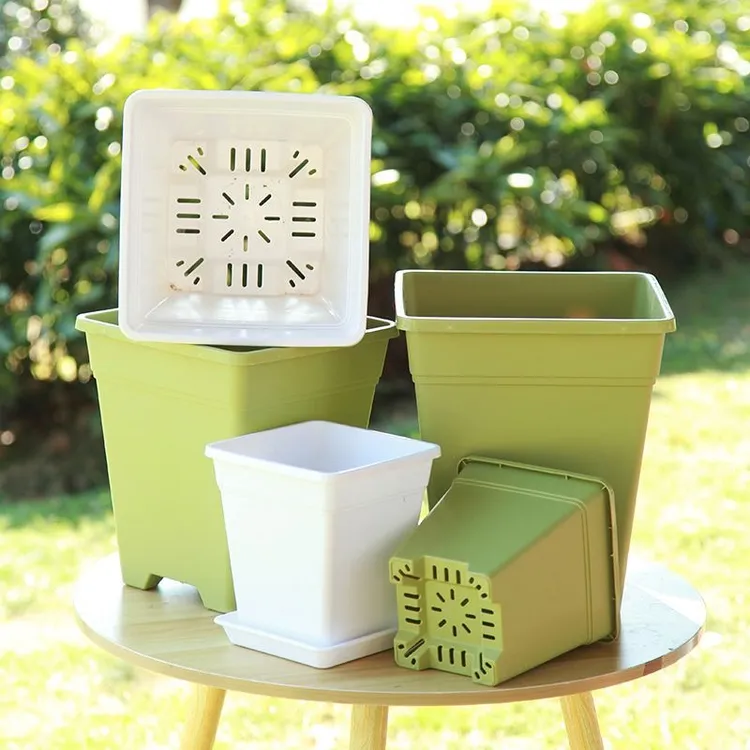 四方加厚塑料树脂升级透气青山盆方口控根花盆不烂根月季花种植盆