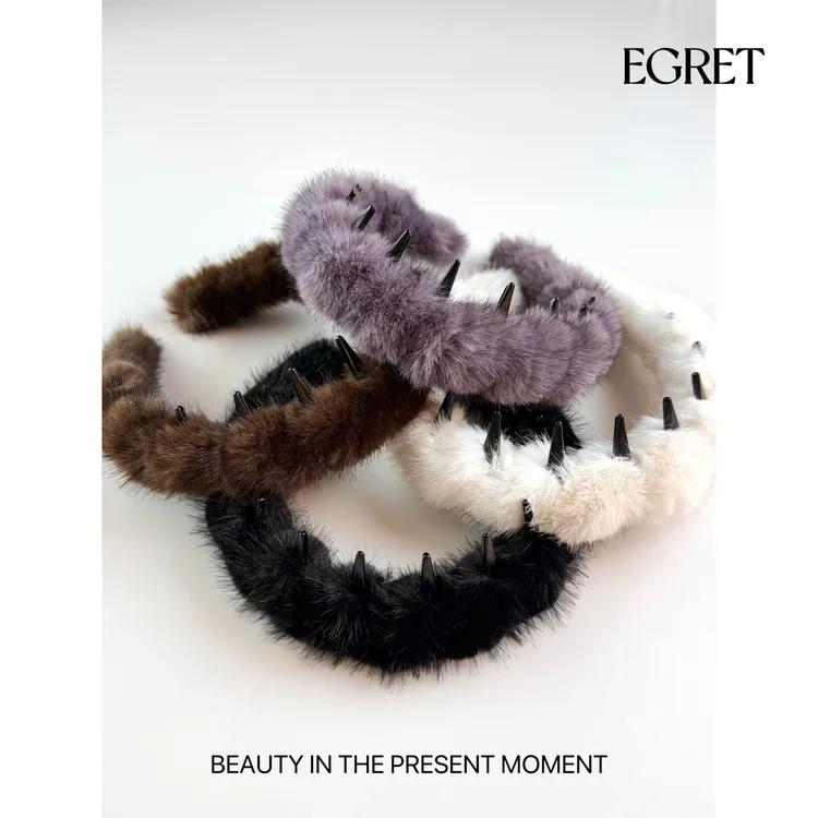 EGRET 秋冬新款高低毛绒齿梳头箍高级氛围感时尚百搭定制款发箍