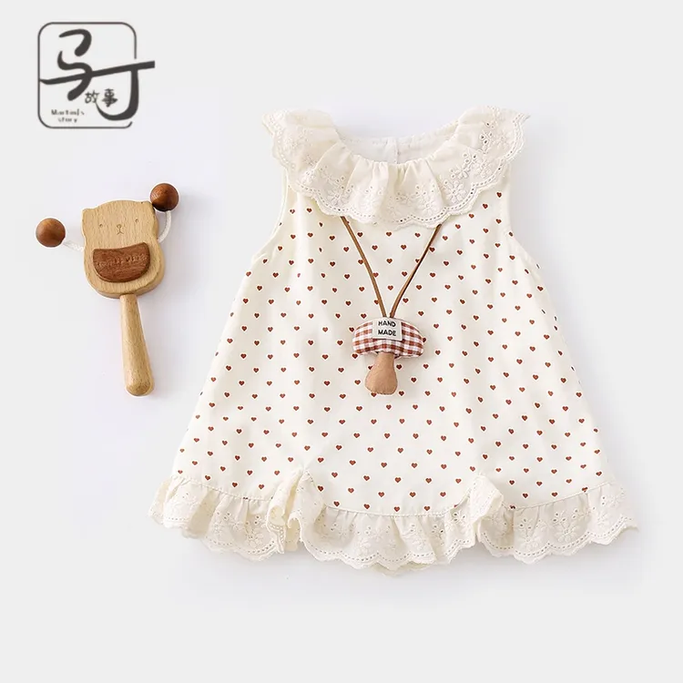 马丁婴幼儿夏季连衣裙无袖圆点 A字裙女宝宝夏款波点连体衣花边外