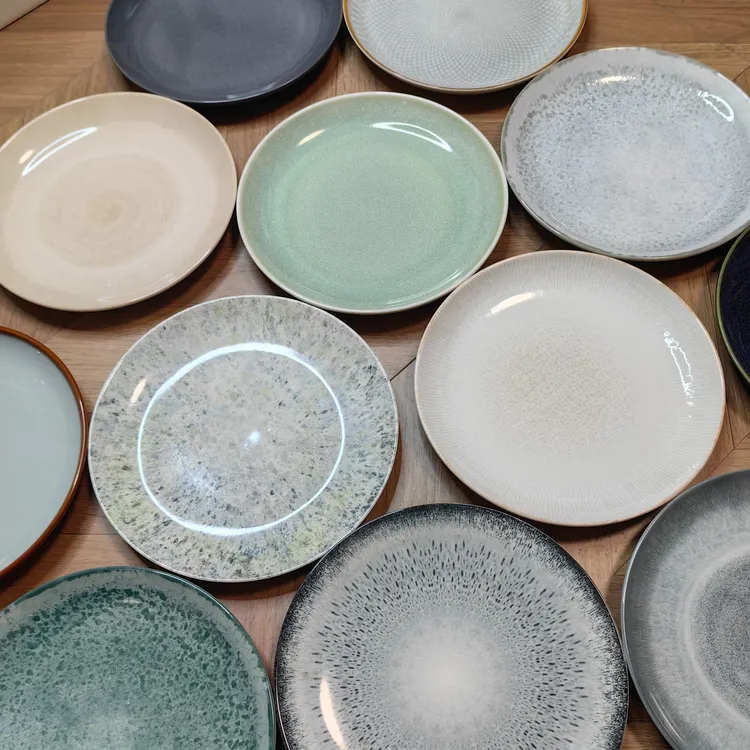  6个装8英寸高温釉下彩菜盘子家用盘子平盘盲发陶瓷碗盘餐具 微瑕