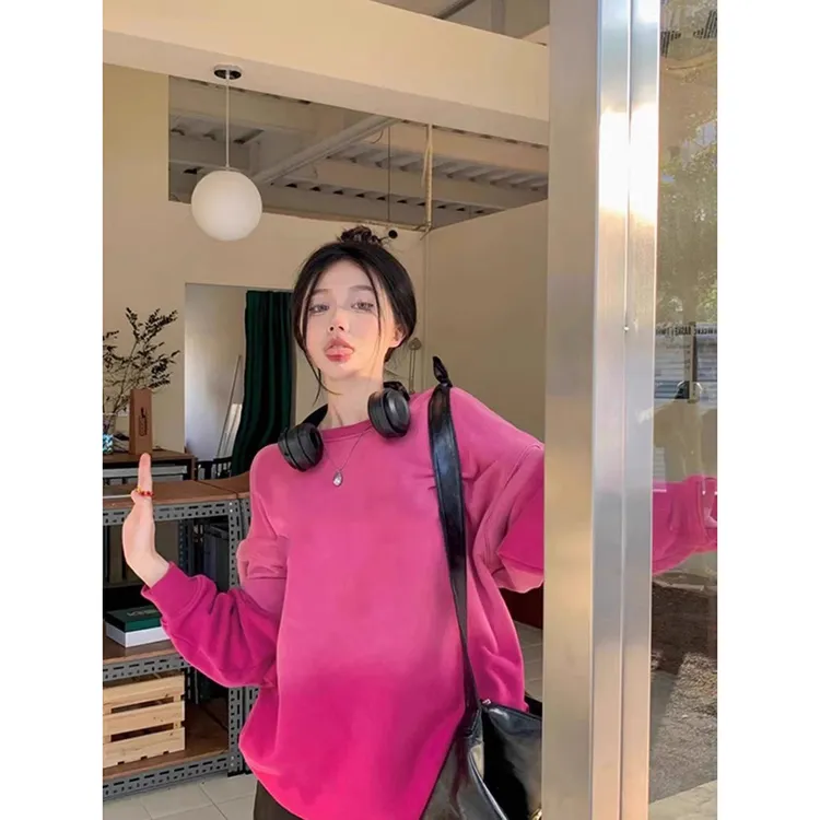 多巴胺洋气扎染卫衣女2025春秋新款爆款小个子宽松大版长款遮屁股