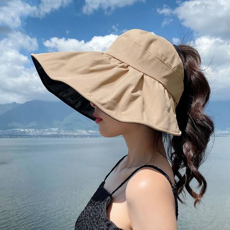 夏季大檐防晒帽女款2024遮脸空顶太阳帽适合遮阳户外使用