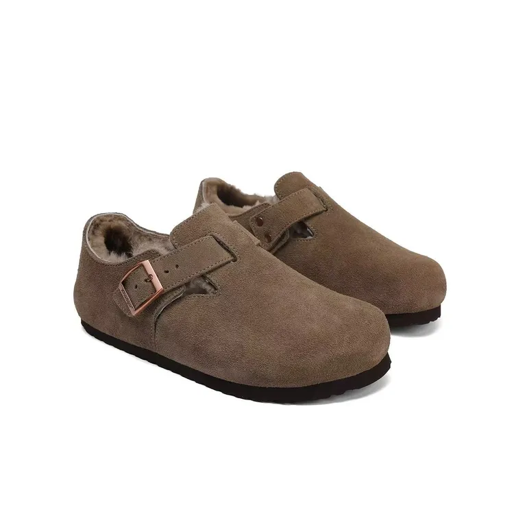 帝川冬季加绒全包/半包羊毛保暖软木牛皮勃肯鞋百搭外穿情侣