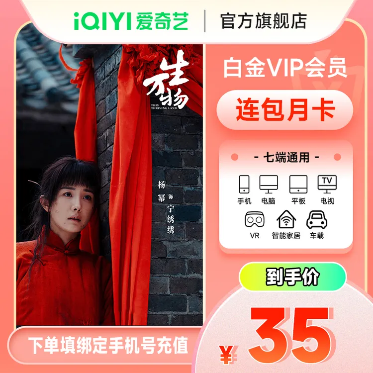 【连包月卡】爱奇艺白金会员vip月卡 白金VIP 支持电视端 