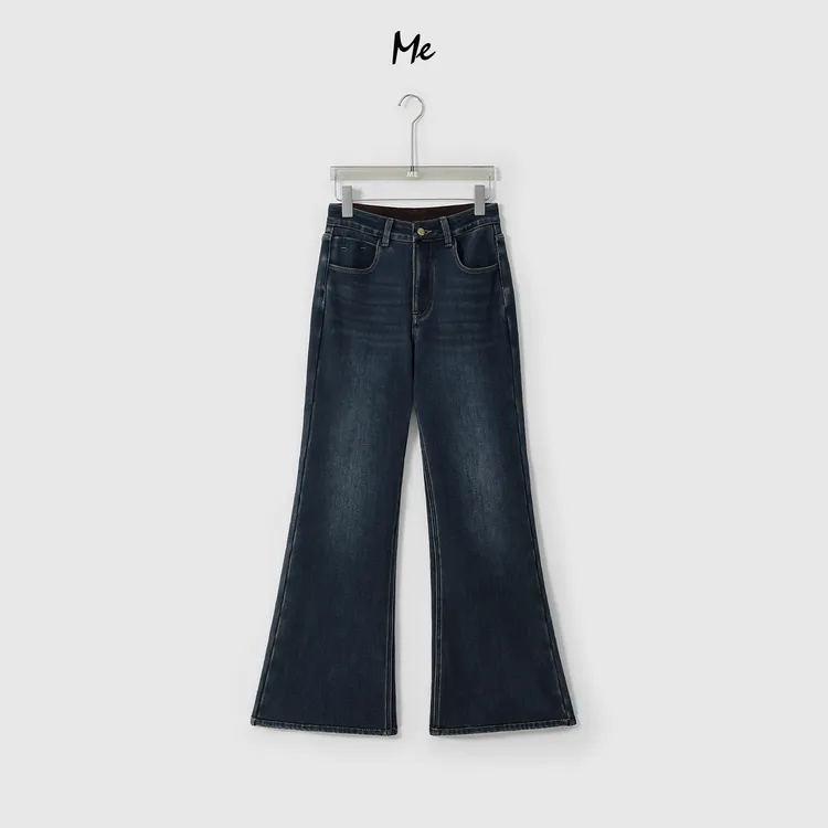 ME【人鱼裤（弹力厚绒）】高腰显瘦保暖意式水洗直筒牛仔裤MESA5534