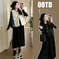 【橙子】长袖孕妇装秋季2025新款时尚小香风马甲秋冬洋气时髦连衣裙