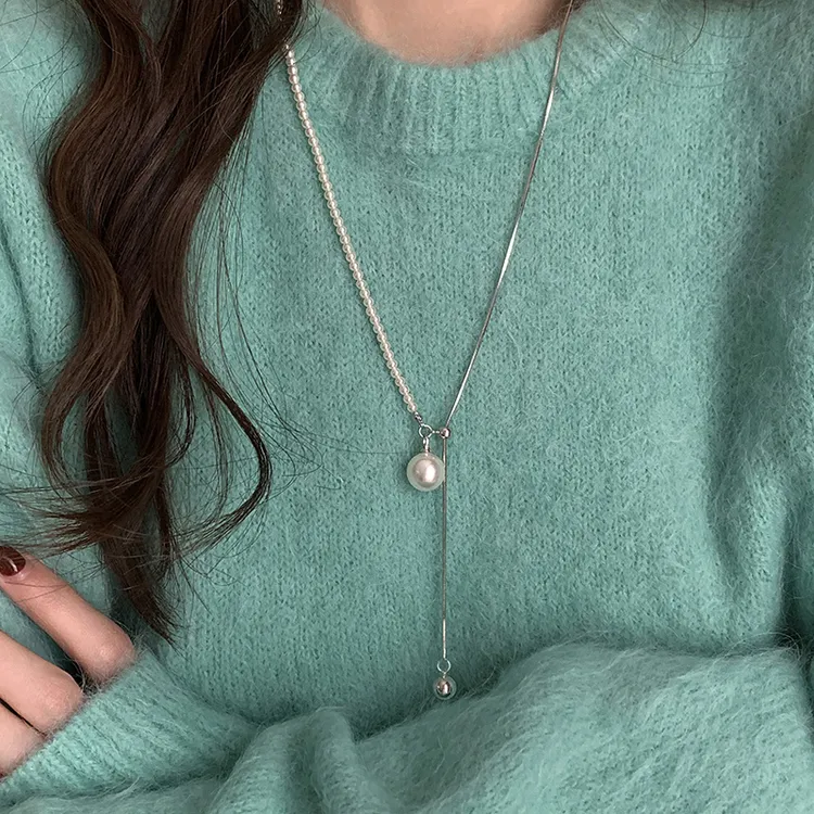 铜合金项链 高级感轻奢抽拉项链百搭气质颈链毛衣链女秋冬配饰