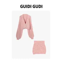 GUIDI GUDI【玛丽苏】气质休闲毛毛慵懒外套+半裙套装