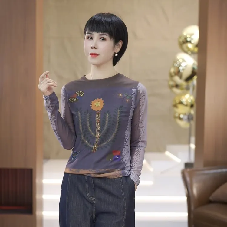 【渲渲推荐】SJIE-25630秋季休闲太阳花油画小衫