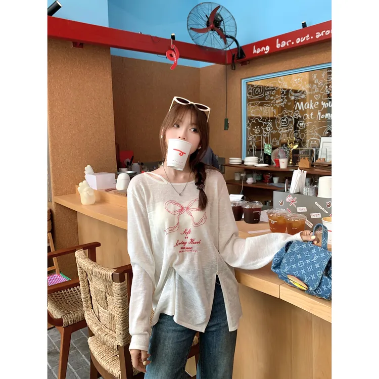 切糕自制【惬意时光】小个子初秋流光风纯欲慵懒感长袖苎麻针织衫