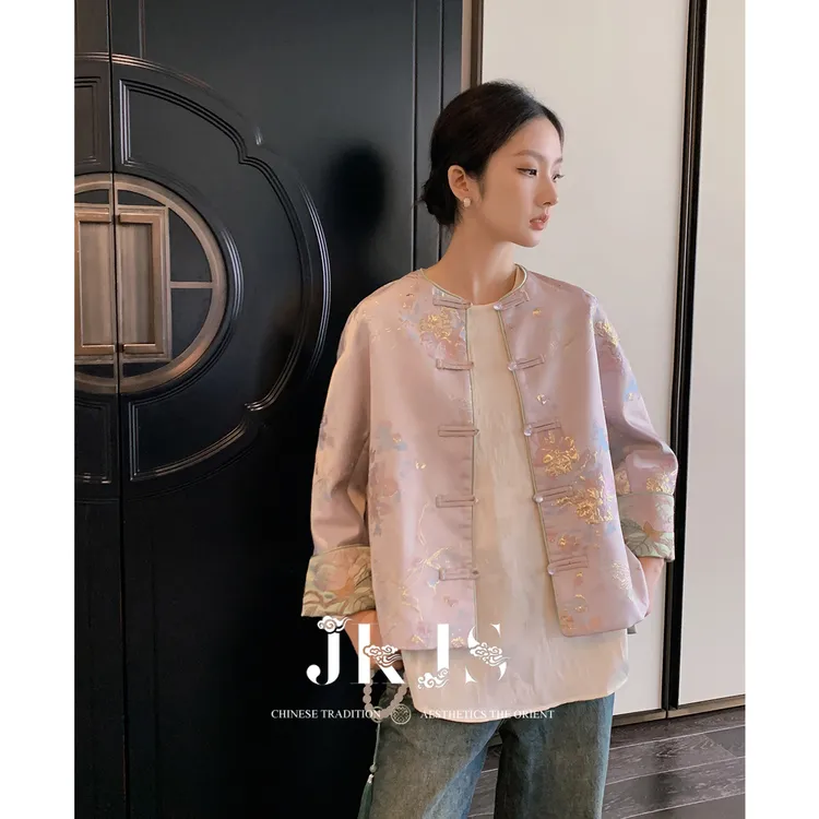 【JKJS】定制提花 新中式外套高级感盘扣国风上衣 袖口刺绣