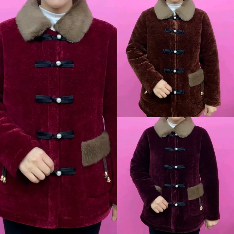 冬季新款毛领加绒加厚棉服外套