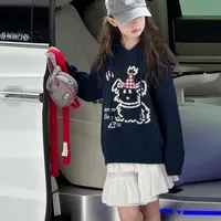 【Maila童装】女童学院风连帽卡通毛衣韩系秋冬加厚针织衫上衣洋气