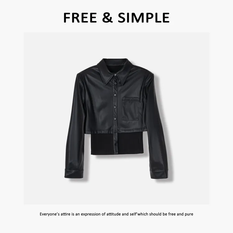 Free&Simple-‘摩登雅士’早秋款街头个性酷帅拼接外套-BK8707