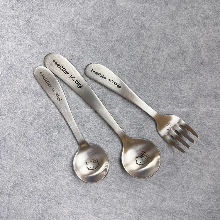 南瓜厨房304不锈钢ins迷你可爱圆勺kiy小猫咪小勺成人勺西餐勺