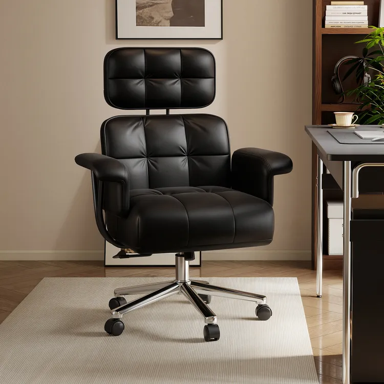 真皮电脑椅家用舒服久坐书房书桌椅休闲轻奢办公老板伊姆懒人斯椅