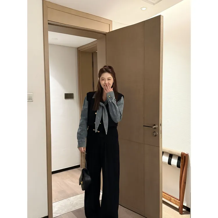 楠序【北欧晚风】源子微胖女装 2025年秋季休闲两件显瘦套装YZ37122