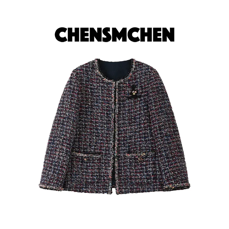 CHENSMCHEN 进口小香外套女秋冬精致优雅粗花呢编织上衣CSW7903JX