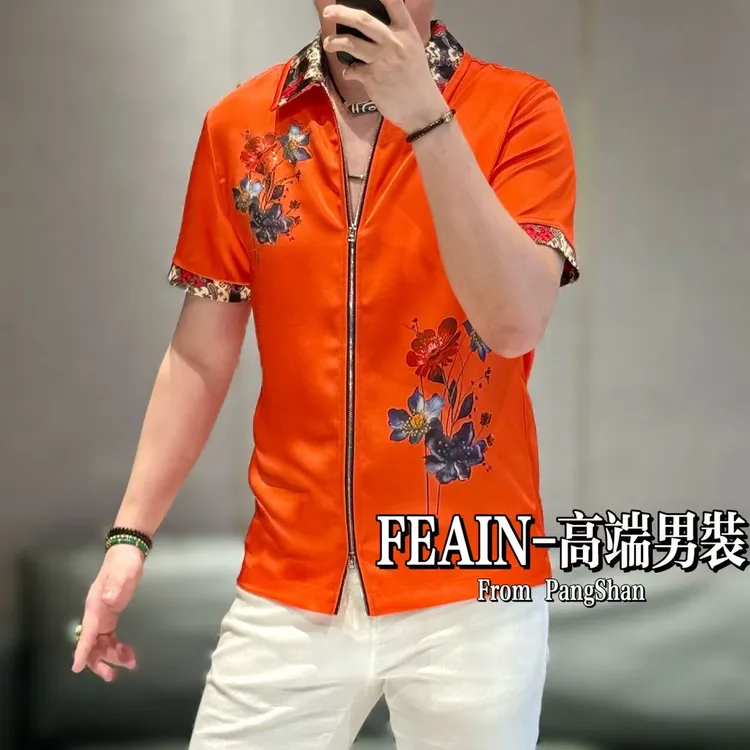 高端定制进来丝柔贡缎奥钻点缀男士双开拉链夹克301