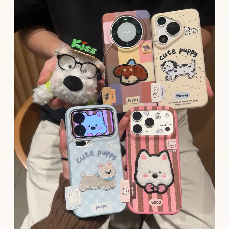 BANCA秋冬刺绣西高地标签适用苹果17手机壳华为p80vivo小米15oppo