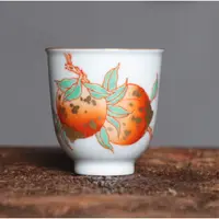 QHGS红绿彩双桃直口杯