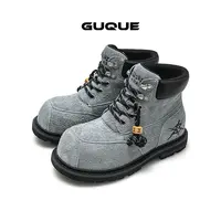 古雀Guque情侣真皮马丁靴男女户外登山复古工装休闲百搭大黄靴