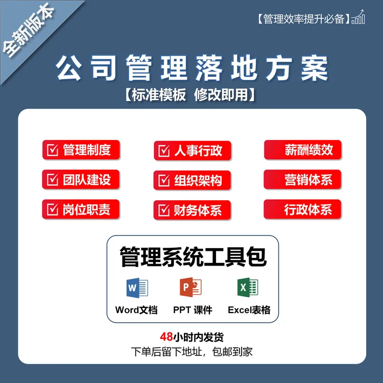 公司管理制度工具包|打造科学管理系统（中小企业必备）
