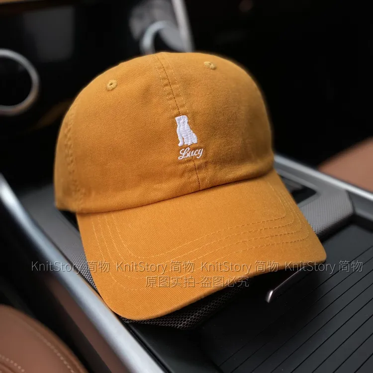 帽子女春夏季简约潮流小狗刺绣休闲棒球帽韩版时尚百搭鸭舌帽男