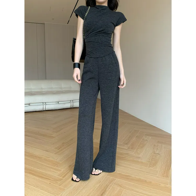 JIJINQI时尚气质显瘦运动短袖休闲修身设计针织套装 JD02TZPT1001