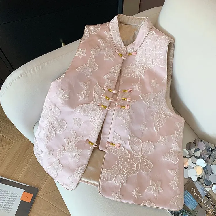 国风新中式马甲女2025早秋季新款宋锦提花气质百搭年轻马夹上衣